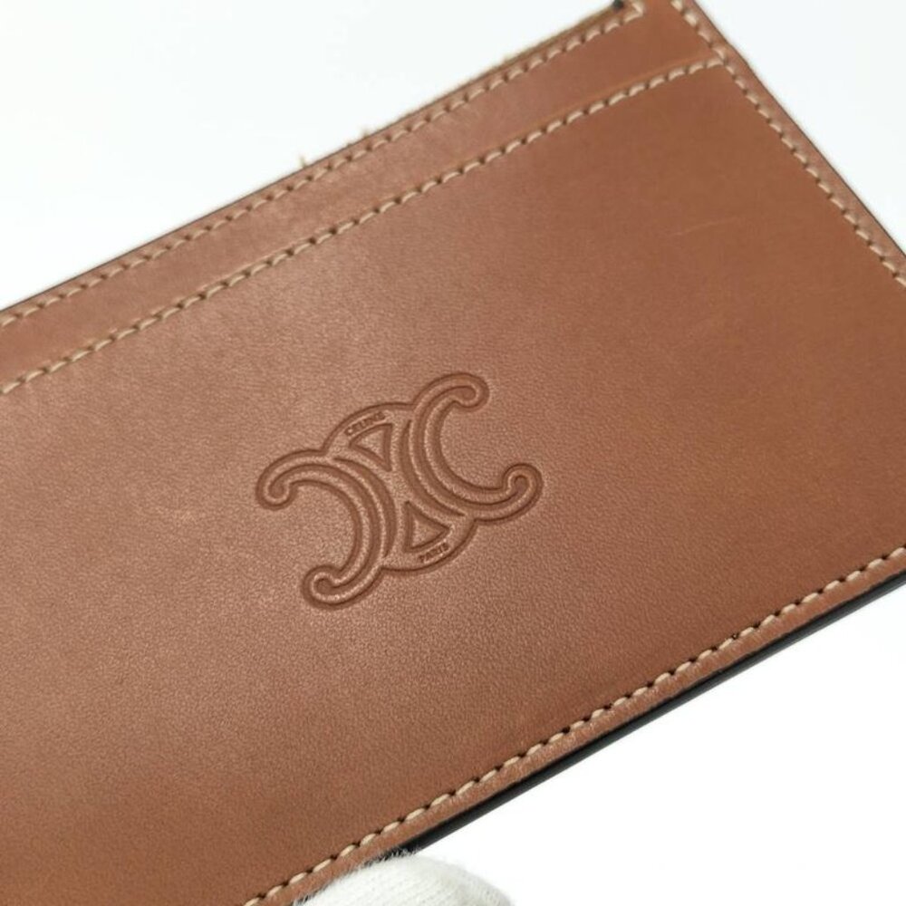 Celine Zip Card Case Leather Brown - Picture 8 of 10